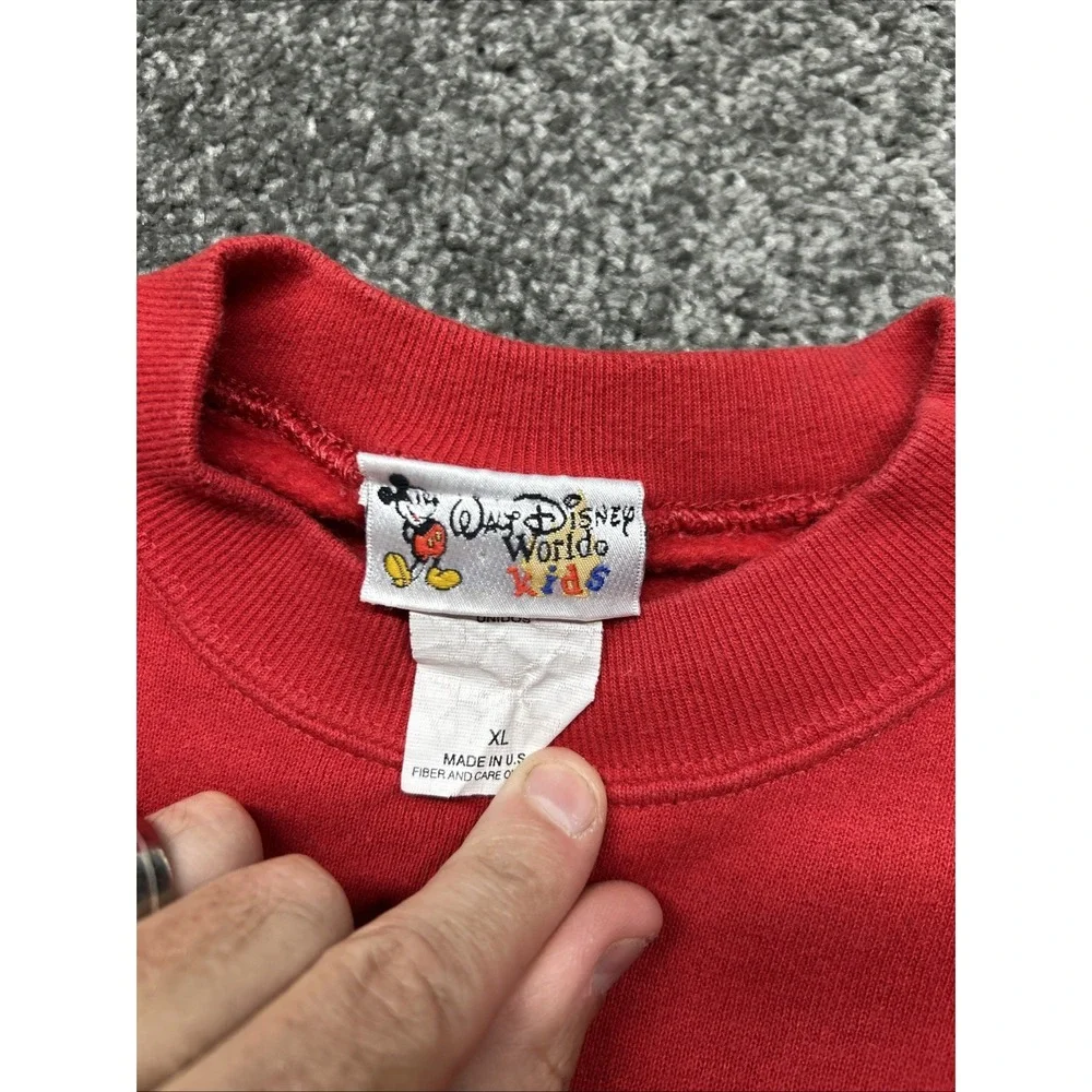 Disney World Kids XL Sweater Pullover Sweatshirt Red Mickey Mouse